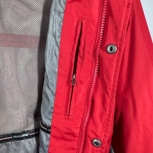 Eddie Bauer WeatherEdge Wind/Rain Zippered Red Jacket w/Snap Close Storm Flap - Picture 8 of 16